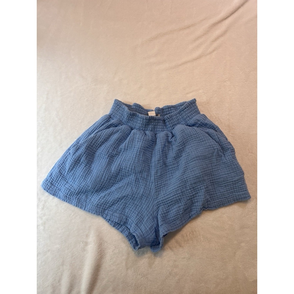 Vintage Savana Muslin Cotton Light Blue Shorts L Lightweight Soft